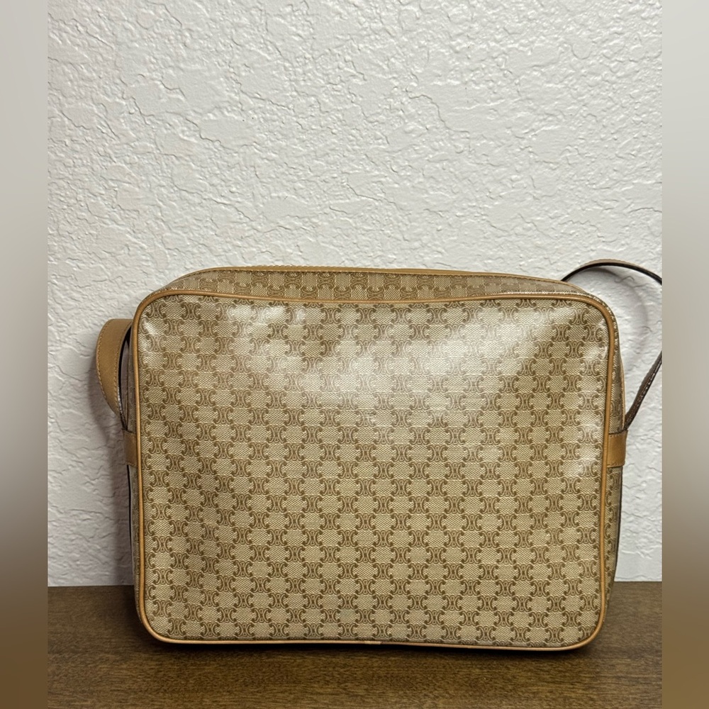 Céline Vintage Macadam Tan Leather Shoulder Crossbody Bag EUC - Picture 8 of 14